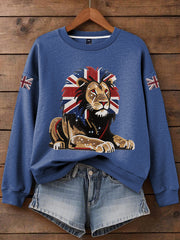 Women's British imitation diamond hot-drilling Print Sweatshirt