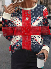 Women's UK Flag Floral Art Printed Sweatshirt