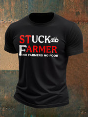Men's Stuck Farmer Funny Printed T-shirt