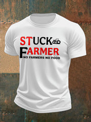 Men's Stuck Farmer Funny Printed T-shirt