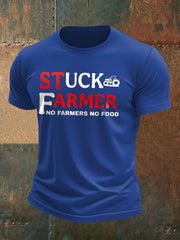 Men's Stuck Farmer Funny Printed T-shirt