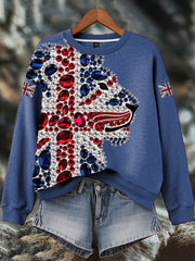 Women's British imitation diamond hot-drilling Print Sweatshirt