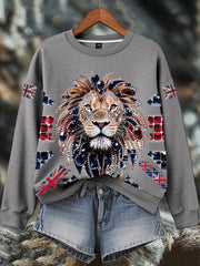 Women's British imitation diamond hot-drilling Print Sweatshirt