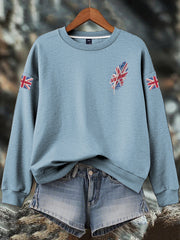 Women's British imitation diamond hot-drilling Print Sweatshirt