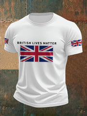 Men's UK Flag Immigration British Lives Matter Printed T-shirt