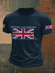 Men's UK Flag Immigration British Lives Matter Printed T-shirt
