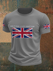 Men's UK Flag Immigration British Lives Matter Printed T-shirt