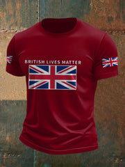 Men's UK Flag Immigration British Lives Matter Printed T-shirt