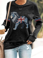Women's British Faux Denim Long-Sleeve T-Shirt
