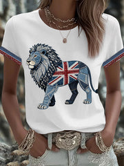 Women's British Faux Denim Printed T-shirt
