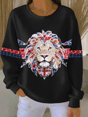 Women's British style imitation rhinestone hot-drilling Print Casual Sweatshirt