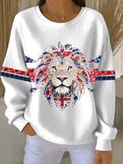 Women's British style imitation rhinestone hot-drilling Print Casual Sweatshirt