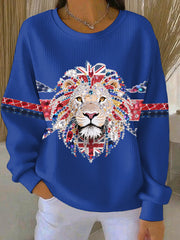 Women's British style imitation rhinestone hot-drilling Print Casual Sweatshirt