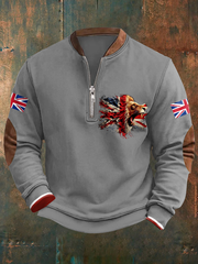 Men's UK Flag Lion Art Printed Sweatshirt