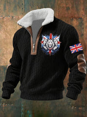 Men's Vintage England Flag Lion Printed Sweatshirt