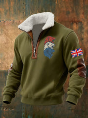 Men's Vintage England Flag Lion Printed Sweatshirt