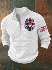 Men's Vintage England Flag Lion Printed Sweater