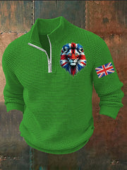 Men's Vintage England Flag Lion Printed Sweater