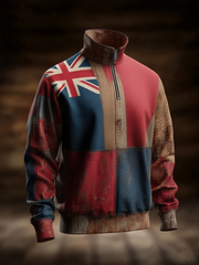 Men's british flag patchwork Printed Zip-Up Hoodie