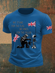 Men's British Veteran Printed imitation cotton short-sleeved T-shirt