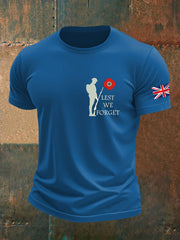 Men's British Veteran Printed imitation cotton short-sleeved T-shirt