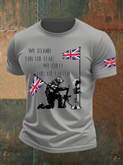 Men's British Veteran Printed imitation cotton short-sleeved T-shirt
