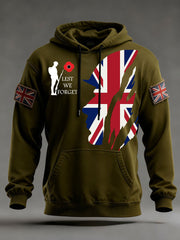Men's Remembrance Day Lest We Forget Oversized Drop-Shoulder Hoodie With Pockets