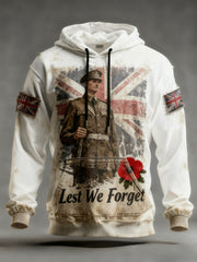 Men's Remembrance Day Lest We Forget Printed Hoodie