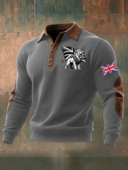 Men's Vintage England Flag Lion Printed Shirt