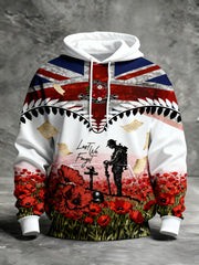Men's Remembrance Day Lest We Forget Printed Hoodie
