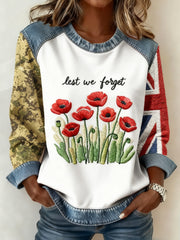 Women's 11th November Remembrance Day LEST WE'S FORGET Poppy Remembrance Sweatshirt