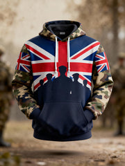 Men's Lest We Forgrt UK Flag Veterans Print Casual Hoodie