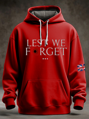 Men's Lest We Forget Printed Oversized Drop-Shoulder Hoodie with Pockets