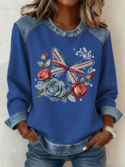 Women's British Style Pattern Patchwork Art Sweatshirt