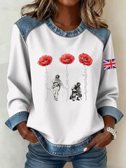 Women's Remembrance Day Pattern Patchwork Sweatshirt
