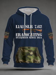 Men's L1A1 SLR 7.62 Print Oversized Drop-Shoulder Hoodie with Pockets
