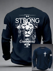 Men's Christian Cross Be strong and courageous sign Joshua 1:9 Waffle Long Sleeve T-Shirt