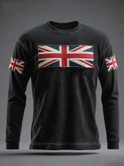 Men's British Flag Printed long sleeve round neck T-shirt