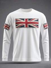 Men's British Flag Printed long sleeve round neck T-shirt