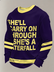 Men's Lemon Roses Music Lover Printed Waffle Long Sleeve Top