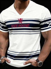 Men's Scotland Football Lover Printed V-neck T-shirt