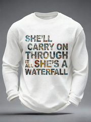 Men's Lemon Roses Music Lover Printed Waffle Long Sleeve T-Shirt