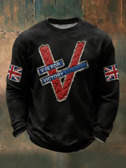 Men's Victory In Europe Day V Is For Victory Waffle Long Sleeve T-Shirt