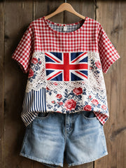 Women's Patchwork Floral Print Casual T-Shirt
