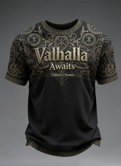 Men's Valhalla Awaits Viking Printed T-shirt
