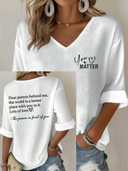 Women's Dear Person Behind Me You Matter Printed Waffle T-shirt