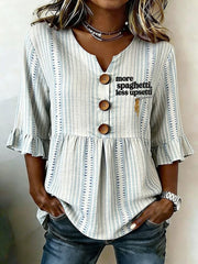 Women's Elegant Floral & Inspirational Print Top