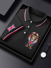 Men's British lion print polo shirt