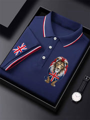 Men's British lion print polo shirt