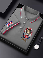 Men's British lion print polo shirt
